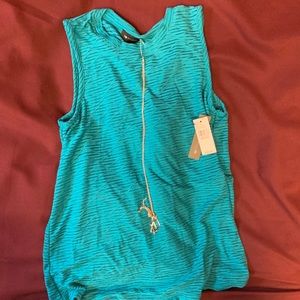 Aqua colored shirt/tank top with necklace, NWT